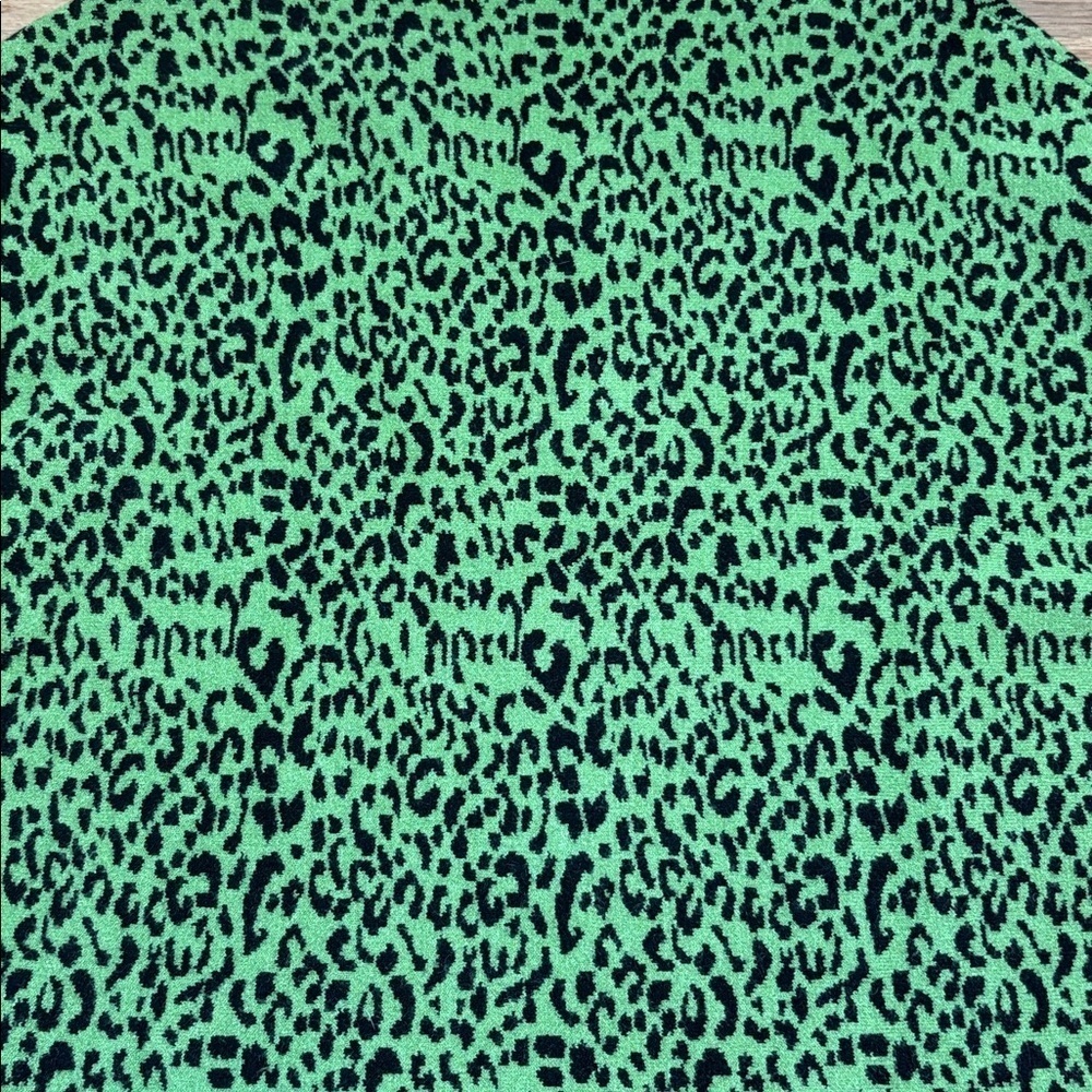 DAVI & DANI Green Leopard Pattern V-Neck Drop Shoulder Boutique Sweater Women S - Picture 11 of 12
